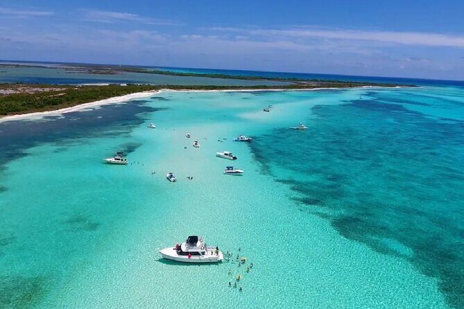 Cozumel 4 Hour Boat Sky Tour - Stop 1: Laguna Colombia at about 5 meters (corals and fish in calmer water)