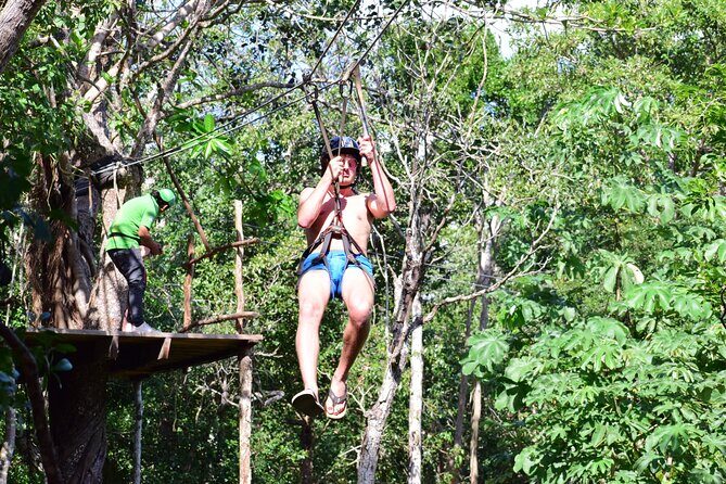 Maya ATV with Cenote and Zipline from Tulum - Ziplining in the treetops: the 1km line and the water splash