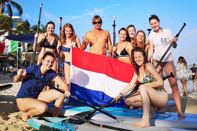 Private Paddleboard Class w/ Certified Instructor - Entering Playa del Carmen by paddleboard, not by tour bus