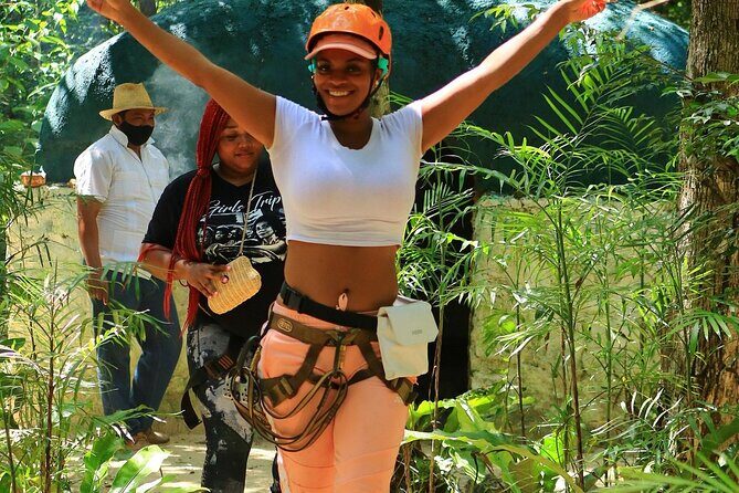 Wild Tulum Day: ATV Tour + Zip Lines + Cenote + Rappel & Lunch! - Cenote cave time + lifejacket: the part that feels special